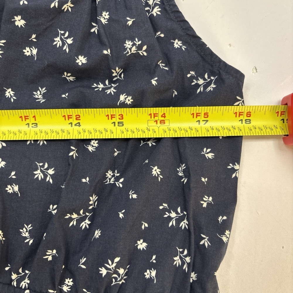 Uniqlo WomensSleeveless Floral Summer Dress Long Size XS Navy Blue White Flower - Picture 7 of 10